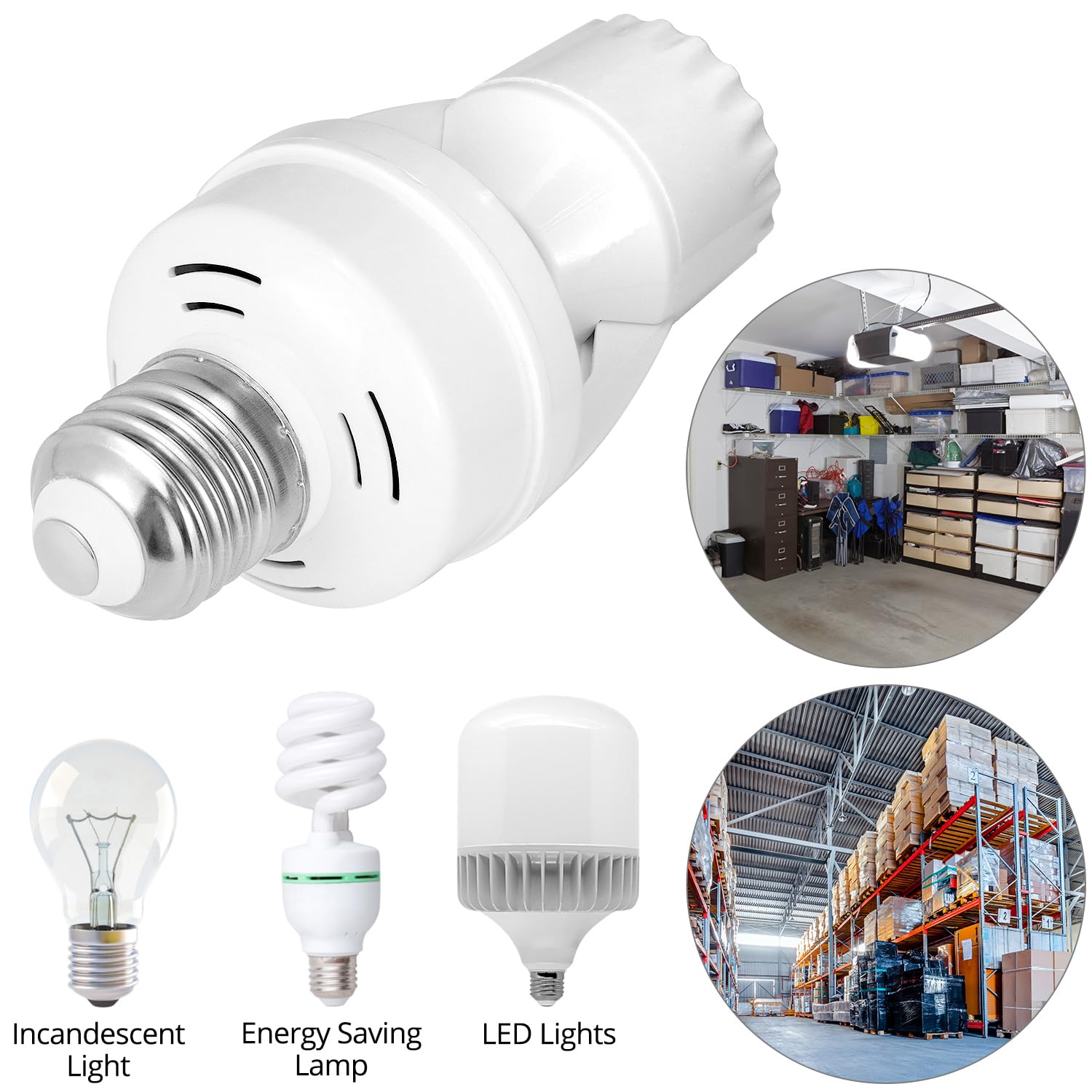 QWORK Motion Sensor Light Socket Adapter - 4 Pack E26/E27 Compatible, Adjustable Timing & Lux, Auto Motion Sensor Light Sockets Security Light Bulb Socket for Basements, Garages, Door Porch