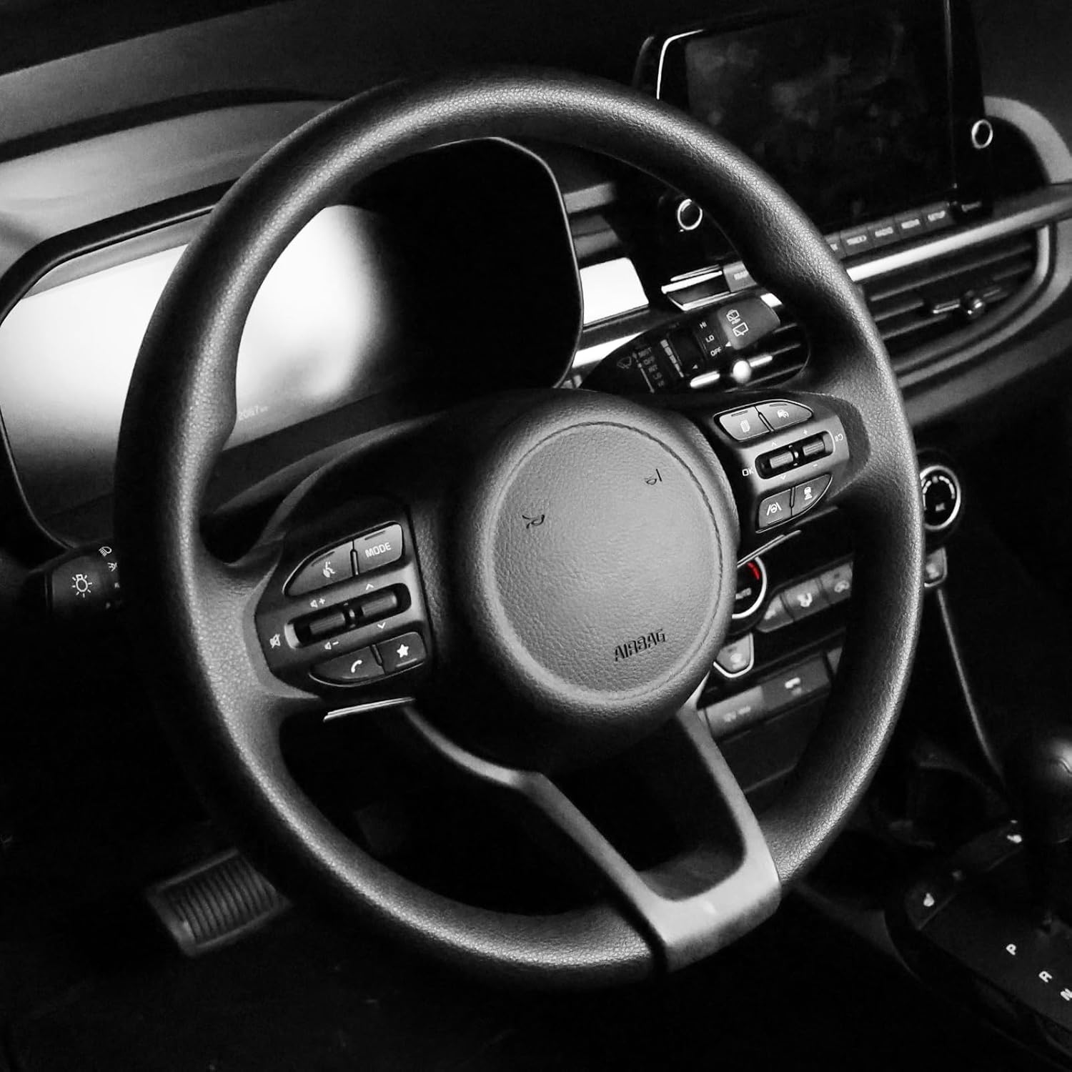 Matte Wood Grain Car Steering Wheel Lower Trim Cover Auto Steering Wheel Protector Cover Inner Steering Wheel Frame Cover Compatible with Kia Rio 2018-2022 Accessories