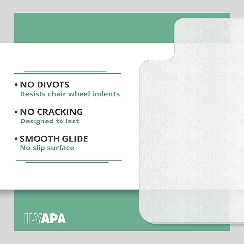 Miniatura 23 de Ilyapa Tapete para silla de oficina para suelo de madera dura, 30 x 48 pulgadas, tapete de PVC para sillas de computadora en suelos de Harwood