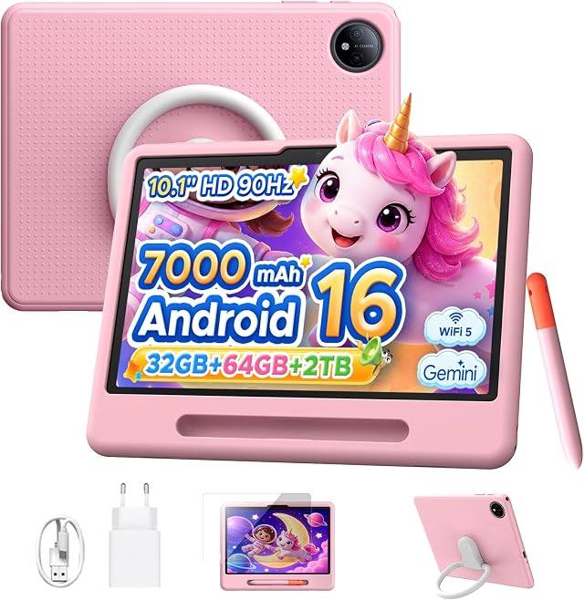 P10 Kid Tablet con Penna Custodia in Silicone, Rosa