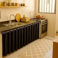 Cortina Antimofo Para Pia De Cozinha Balcão Janela Impermeável 2,80 X 80 (Preto)
