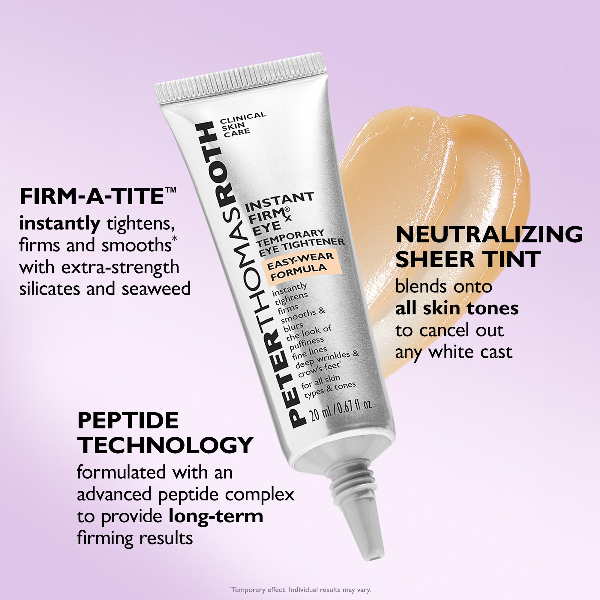 Peter Thomas Roth Instant FIRMx Eye Temporary Eye Tightener Easy-Wear Formula – Sofort Straffendes Augenserum gegen Tränensäcke, Falten & Krähenfüße – Anti-Aging Augenpflege mit Peptiden