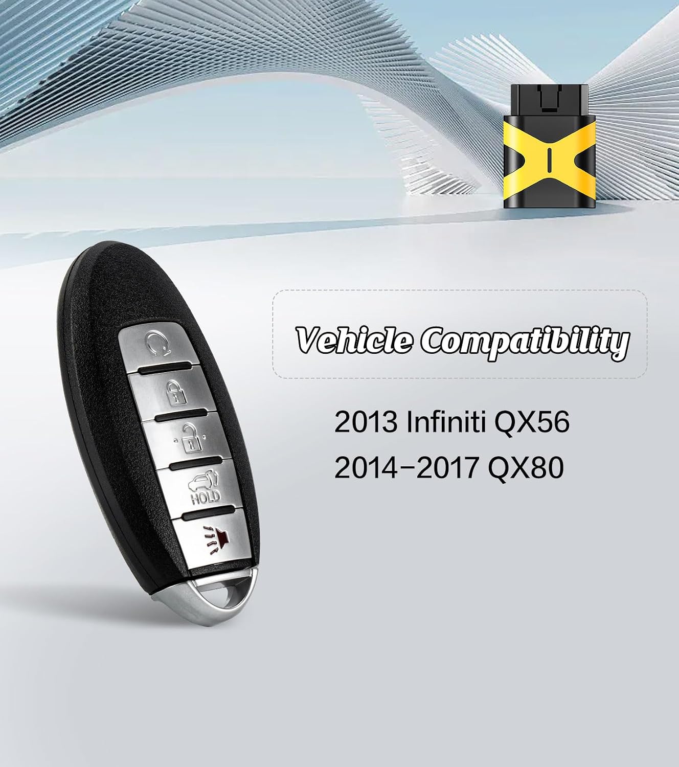 Keyless Entry Fob Flip Remote Control Self Programmble Car Key Replacement for 2013 Infiniti QX56/2014-2017 QX80 with FCC: CWTWB1G744 (CWTWB1G744/Self Programmable Remote)