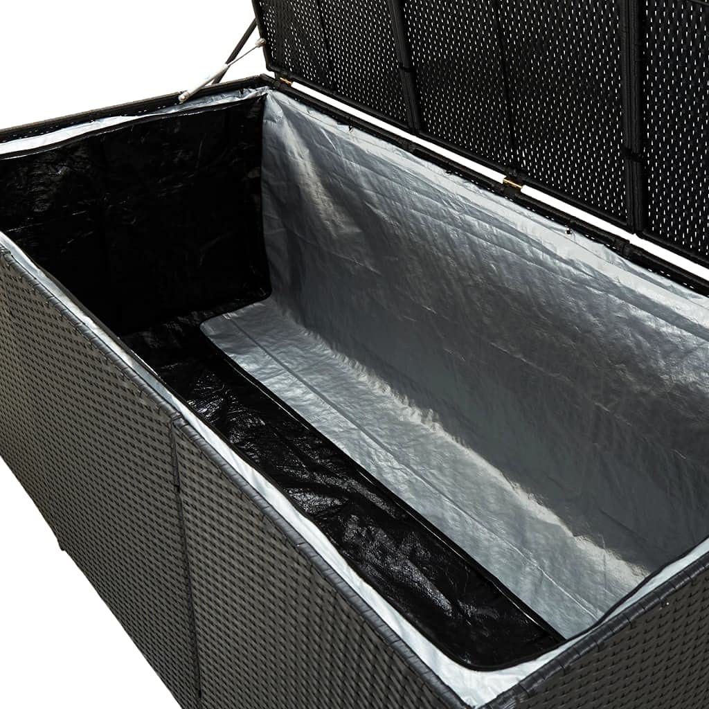 Coffre de Rangement Extérieur en Résine Tressée, Boîte de Rangement Jardin, Coffre de Stockage 180x90x75 cm (Noir)
