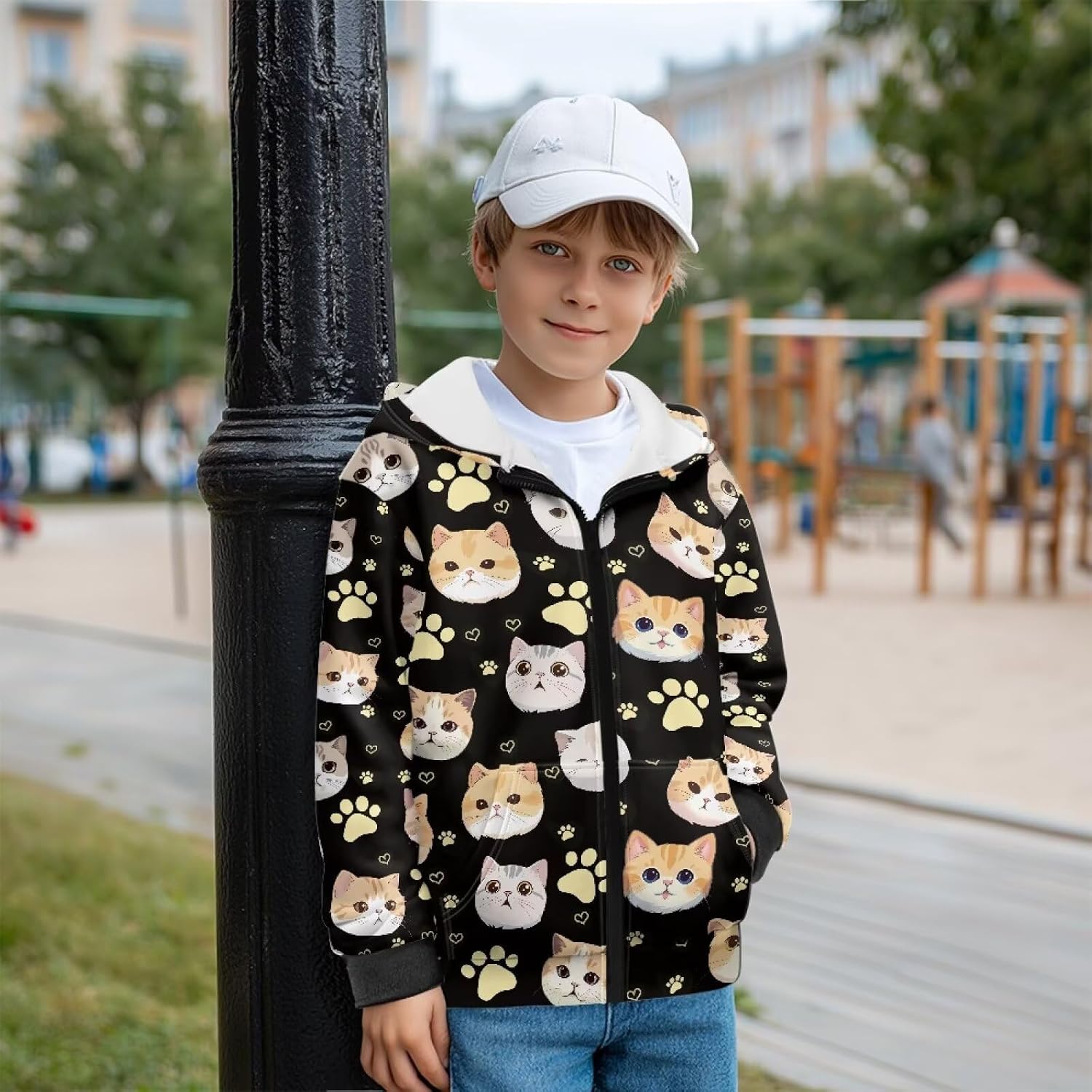 Girl's Zip Up Hoodies Long Sleeve Pullover Sweatshirts Hooded for Unisex Kids with Pockets