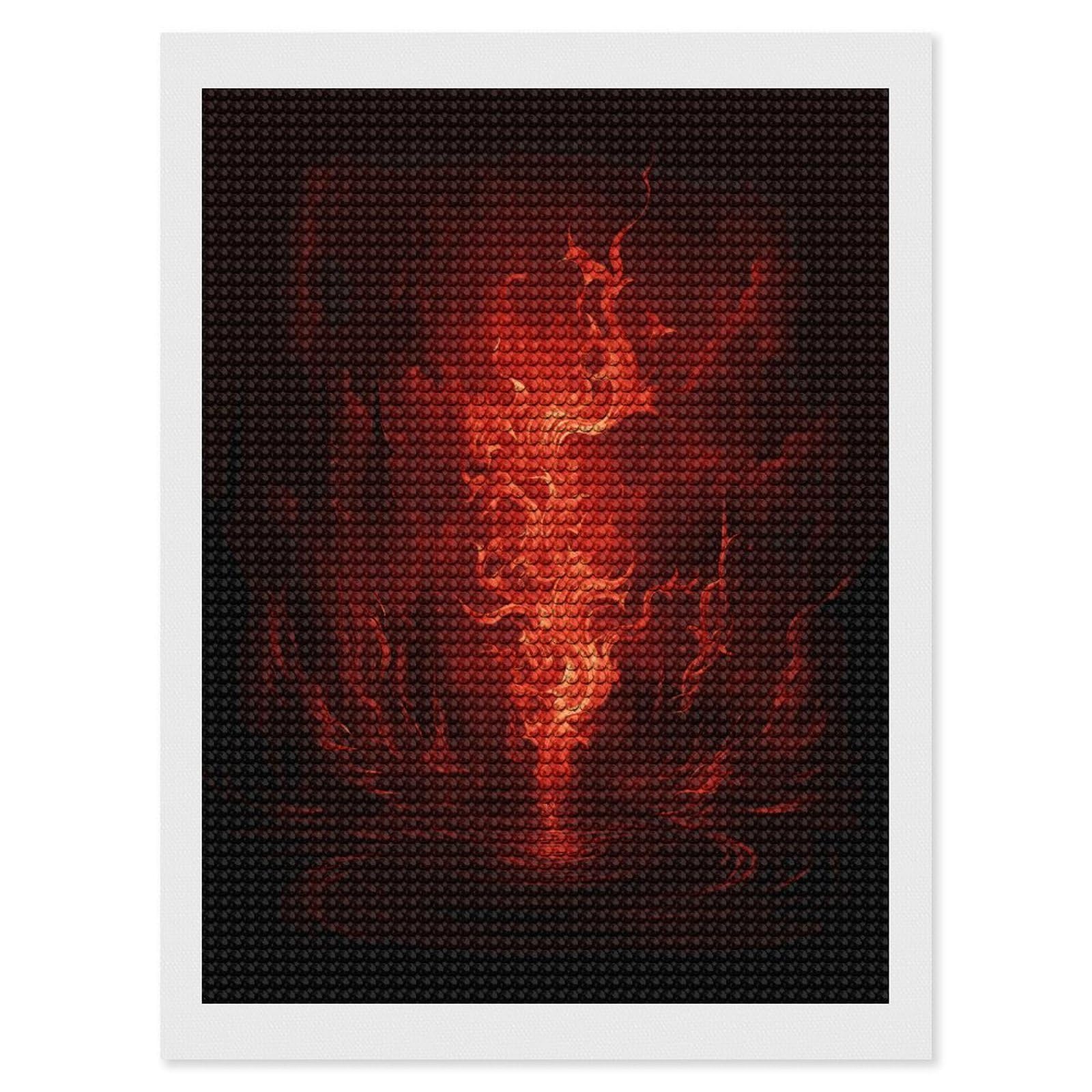 FekiLoot Red Flame Diamond Painting Kits for Beginners DIY Diamond Art Kits for Adults Full Drill Round Diamond Dot Gem Art Painting Fun DIY Crafts for Home Kitchen Wall Decor Gift 12"x16"