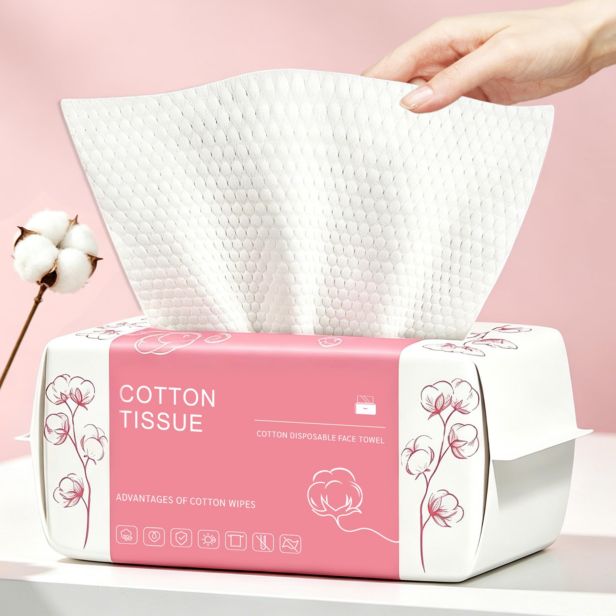 100 Count Disposable Face Towel, Dual-Textured Facial Wash Cloth