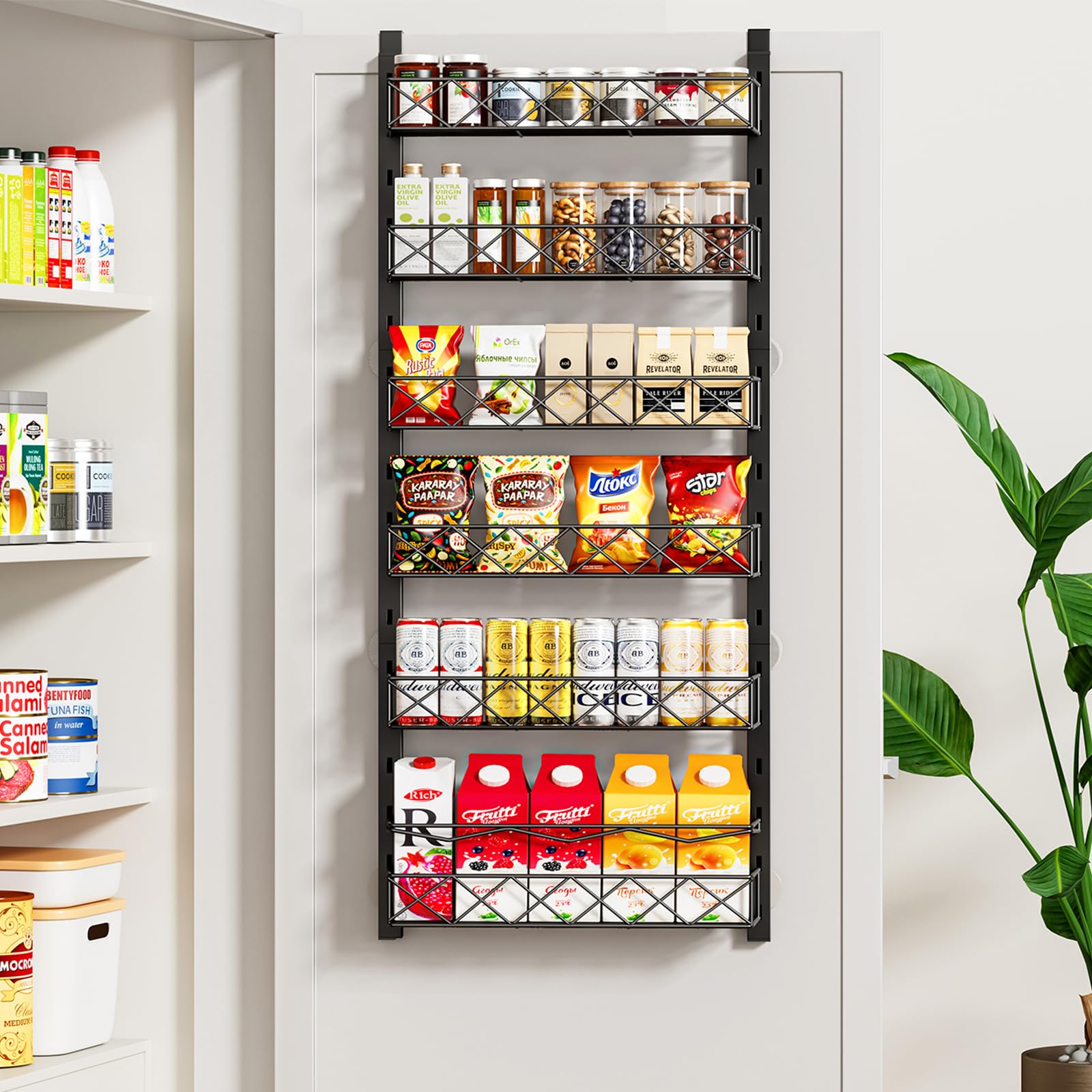 Amazon.com: MIAOLI Over the Door Organizer, Black 6-Tier Pantry