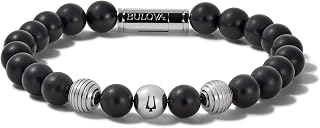 Bulova Jewelry Men's Classic Beaded Bracelet with Cylinder Clasp