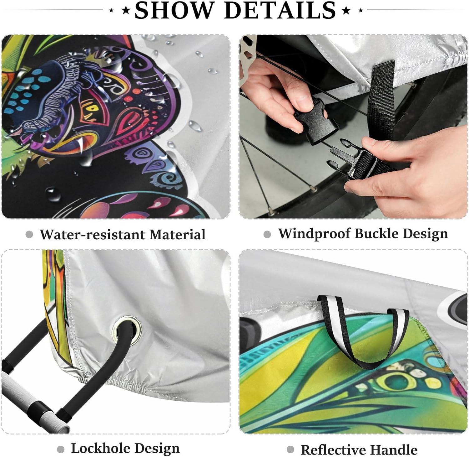 ALAZA Panda Boho Bike Cover Waterproof Outdoor Ebike Bicycle Covers Tarp Protection for 1/2 Bikes, Sun UV Dust Wind Proof