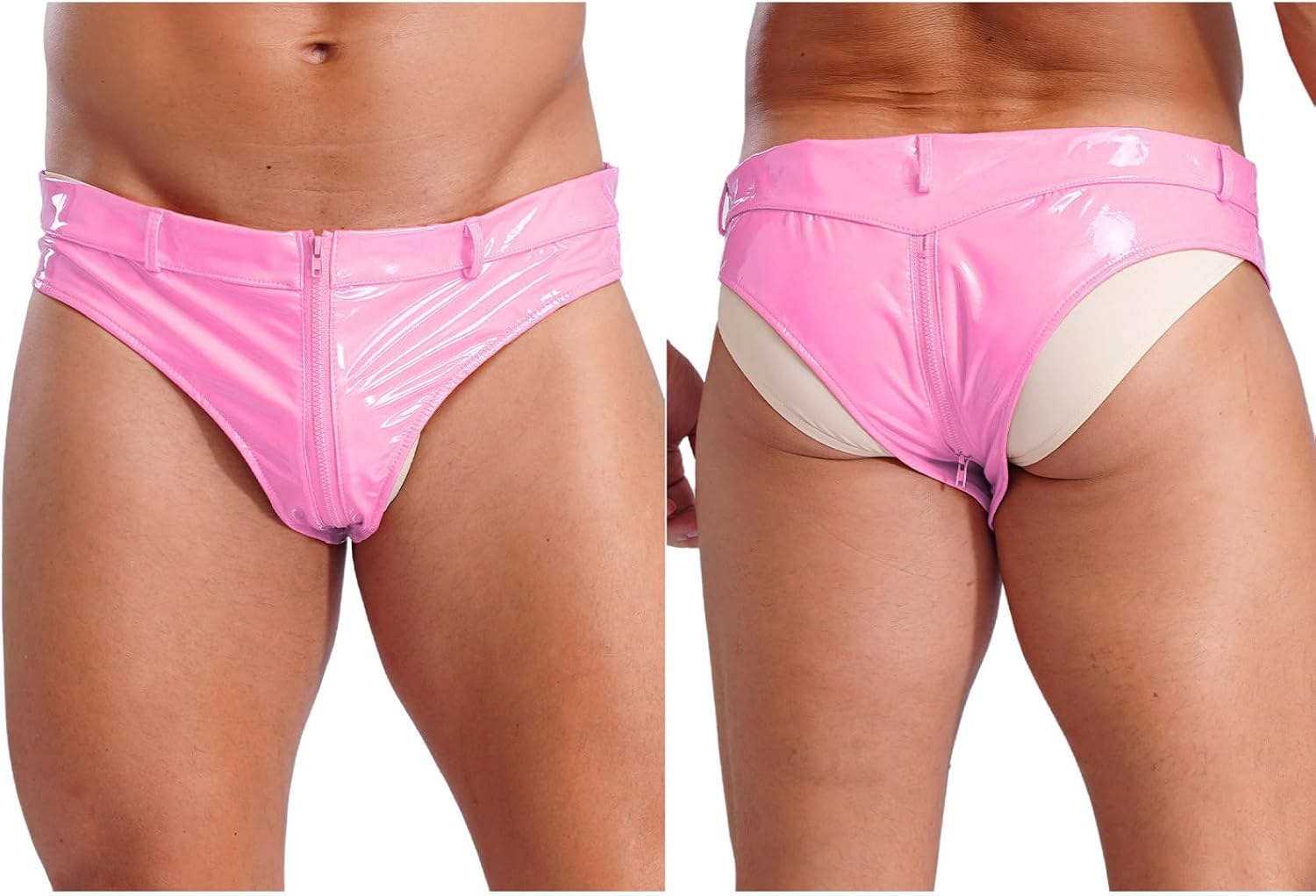 Jugaoge Men's Underwear Sexy T-Back Zipper Front Briefs Elastic Waistband Bulge Pouch Thongs Panties