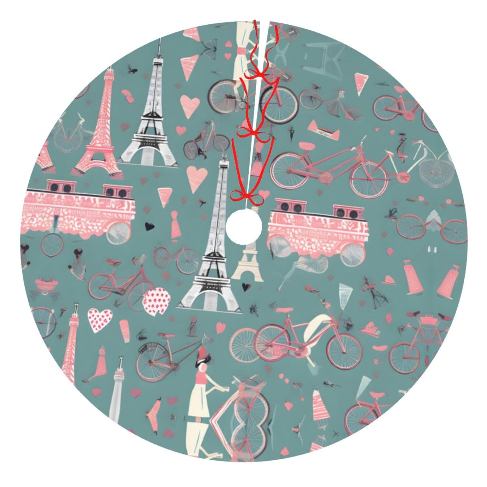 Jupe sapin de Noël cadeau de fête idéal et tapis de décoration motif Paris Tour Eiffel