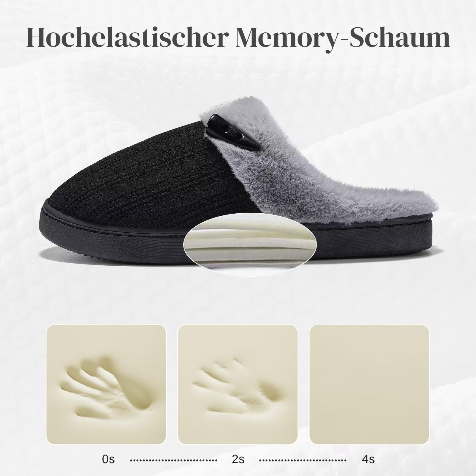 NineCiFun Pantofole da donna Comfort Memory Foam Pantofole morbide e pelose Scarpe da letto calde Pantofole antiscivolo