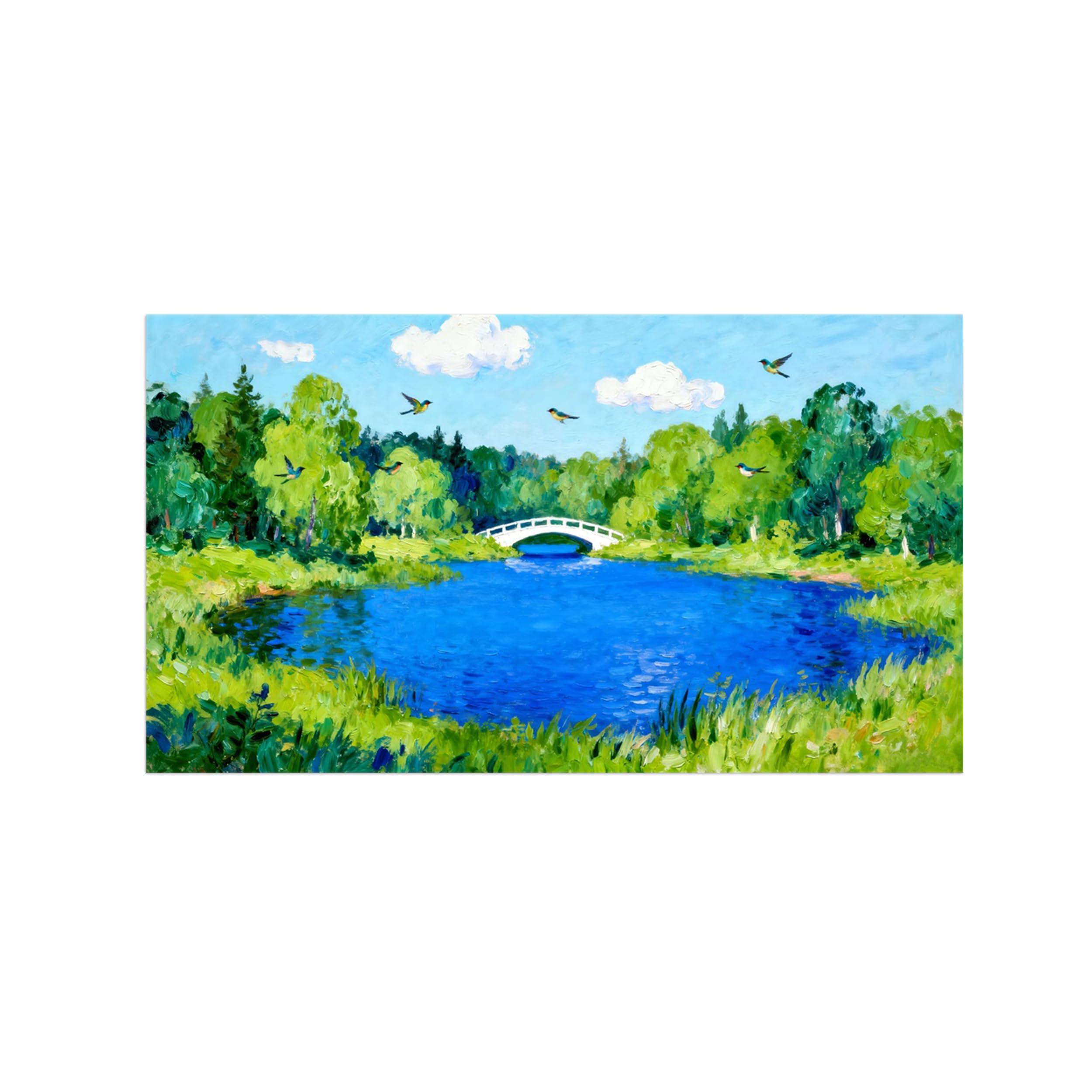 Ozpwbvy Unframed Lake Green Forest Landscape Canvas Wall Art Picture 40X70cm