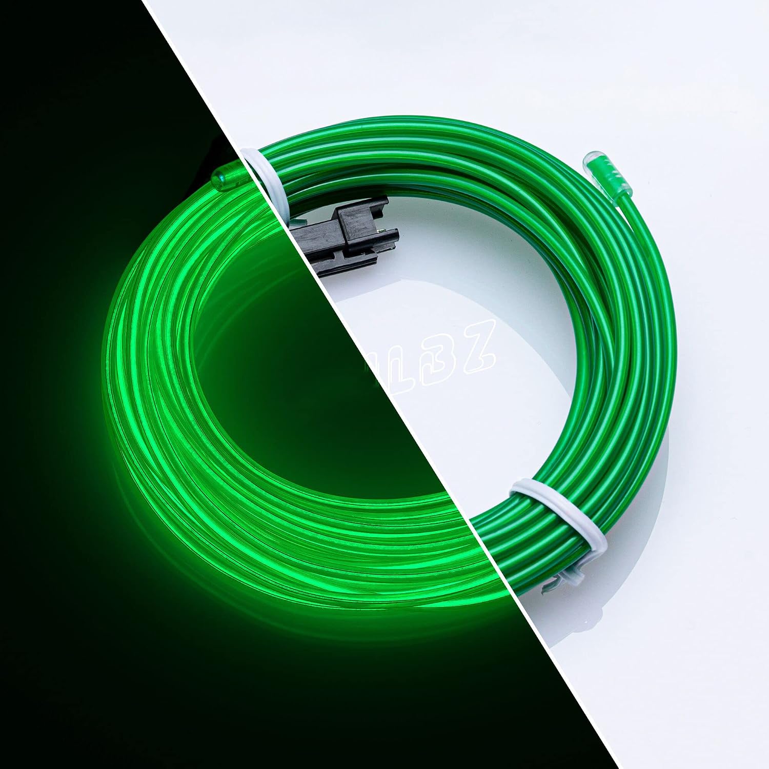 ILEBYGO 9.8Ft EL Wire Neon Lights Kit with Portable AA Battery Inverter for Halloween, Christmas, Party Decoration (Green, 9.8Ft/3 Meters, Battery not Included)