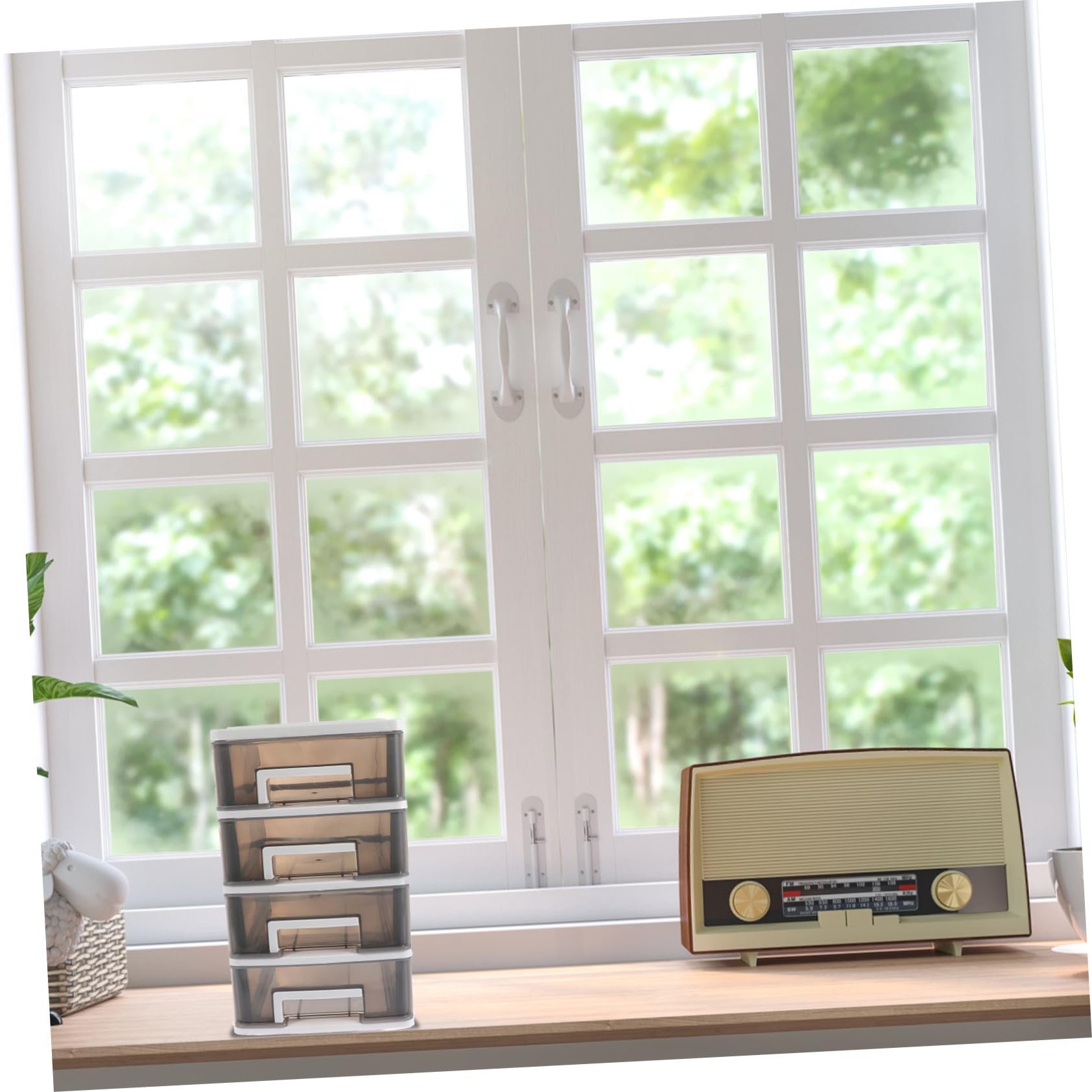 HOMSFOU Scatola Portaoggetti Multi- Trasparente in Plastica Cassettiera Impilabile da Scrivania per Cosmetici e Accessori Organizer Pratico e Capiente per Casa e Ufficio