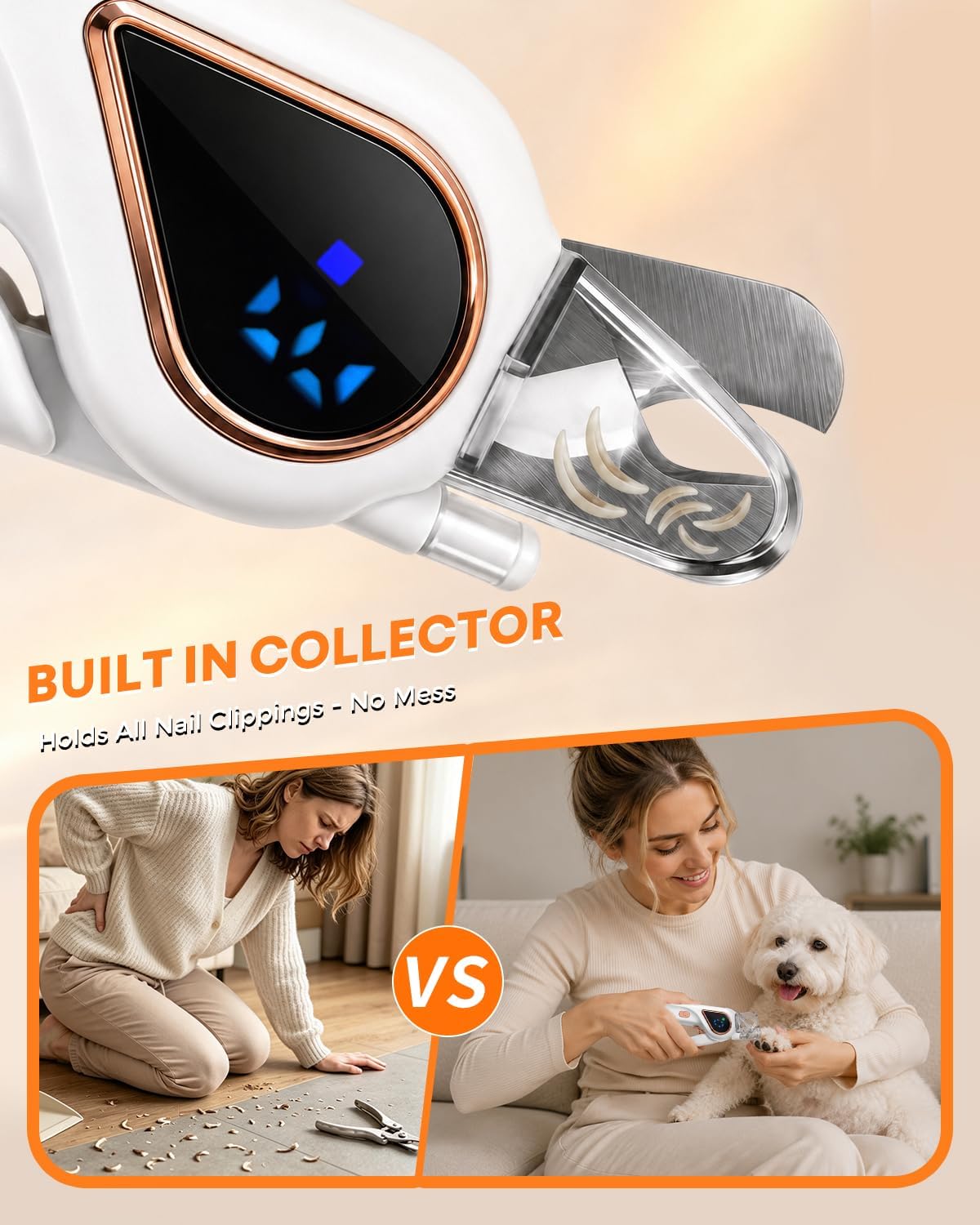 2-in-1 Dog Nail Clipper & Cat Grinder with Dual LED Lights (White) image 4