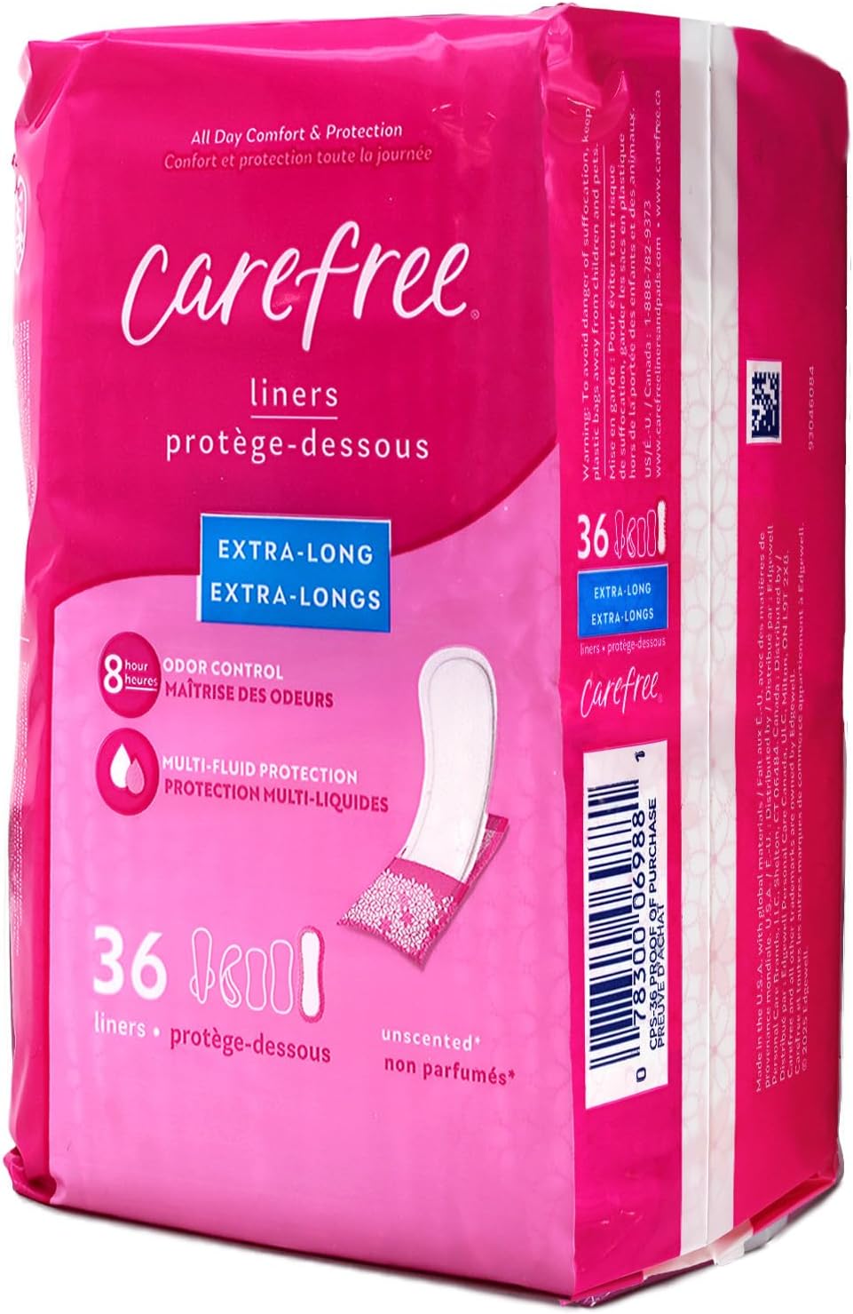 Carefree Extra Long Panty Liners, Unscented, Multi-Fluid Protection, 36 Count (Pack of 5) image 3