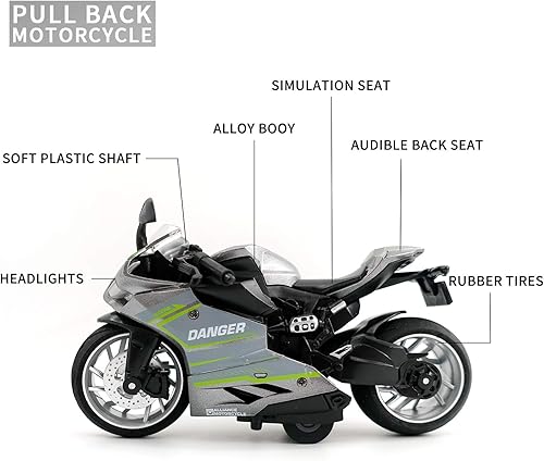Miniatura 16 de Motocicleta de juguete, juguete de motocicleta con sonidos y luces, juguete de modelo de motocicleta a escala 1:12 para niños, vehículo de tracción