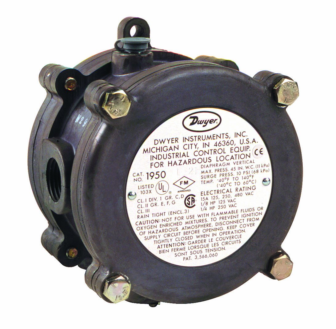Dwyer Series 1950P ExplosionProof Differential Pressure Switch, Range