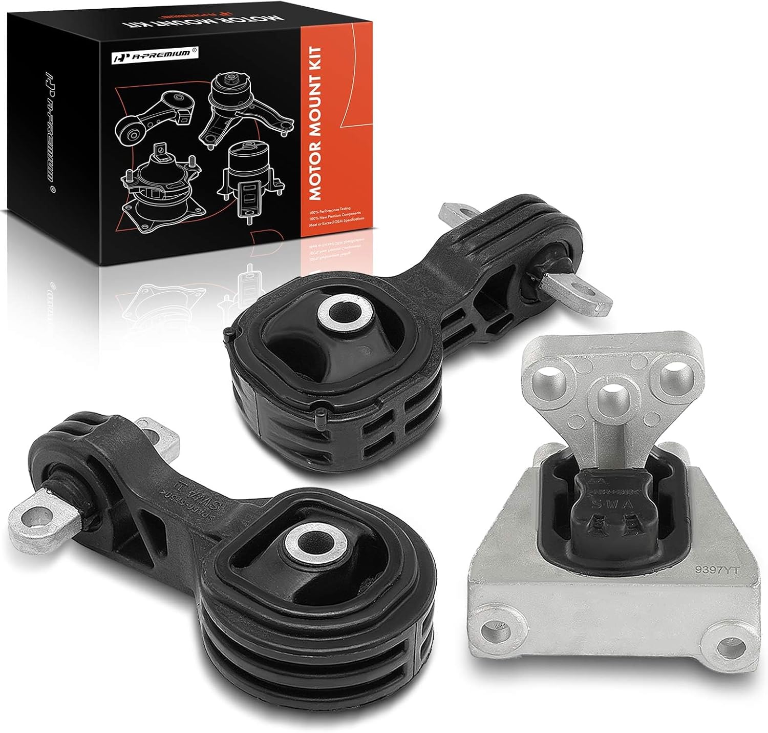A-Premium Torque Strut Mount and Transmission Mount Kit Compatible with Honda CR-V CRV 2007 2008 2009 2010 2011 2.4L, Automatic Transmission, 3-PC Set, Replace# 50890SWAA81, 50880SWAA81