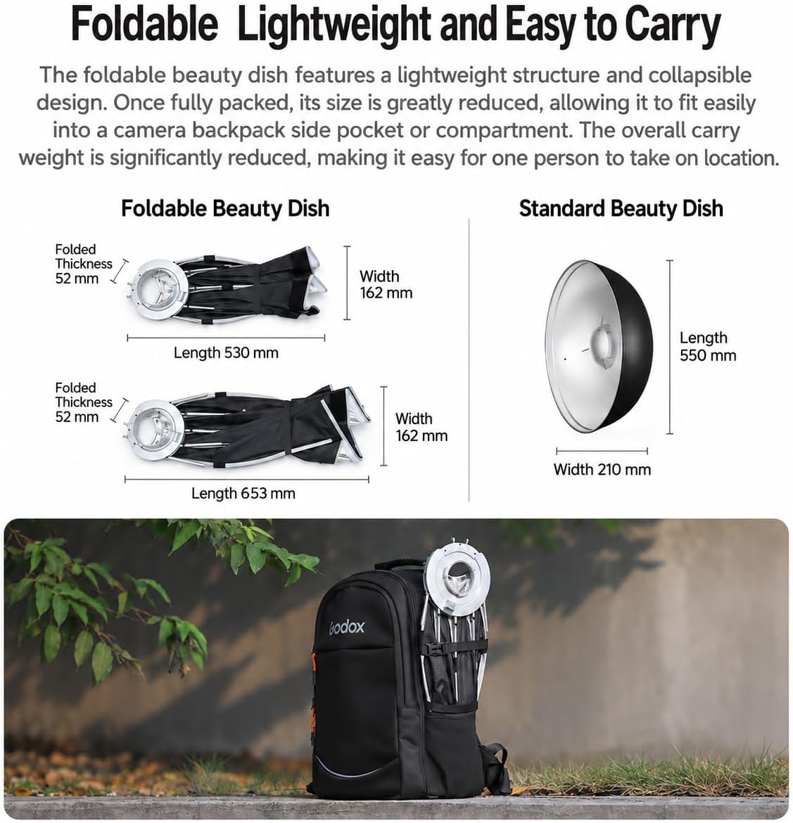 Godox EazyFlow Bty 65S 65cm Collapsible Beauty Dish, Silver