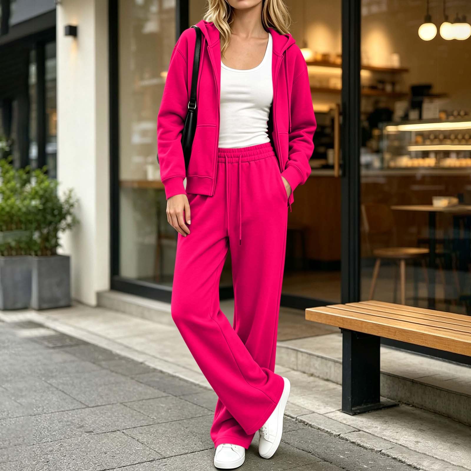 Conjunto Deportivo Mujer,Chandal Mujer de Manga Larga y Pantalón Ancho