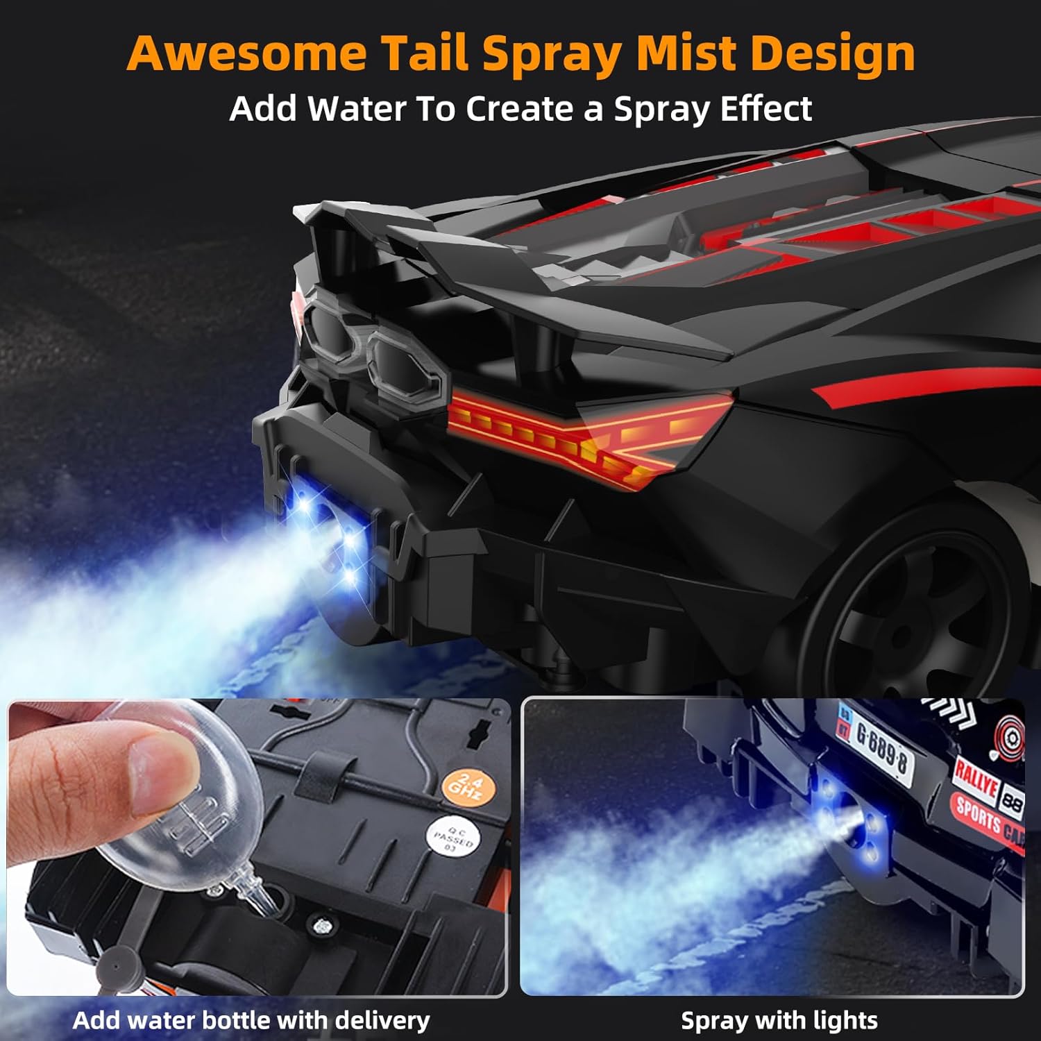 RC Drift Car, Drifting RC Car 1/24 4WD Drift Cars Remote Control 2.4GHz Racing RC Vehicle with LED Lights Rechargeable Battery and Drifting Tires Racing Sport Toy Cars for Adults Boys Kids