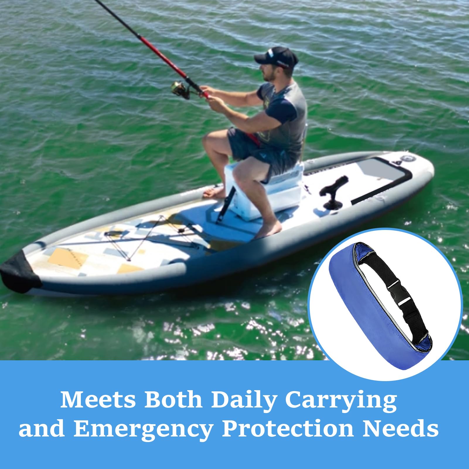Cintura Gonfiabile Galleggiante - Cintura Salvagente Gonfiabile Manuale | Accessorio Regolabile con Gonfiaggio Rapido per Kayak Paddleboarding Snorkeling e