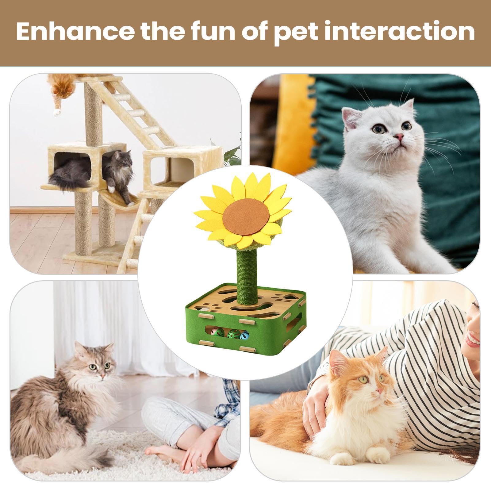 Interaktives Katzenspielzeug Futterball Mit Sonnenblumen Design | Kippsichere Basis Spiel Für Haustiertraining Bewegung Geistiges Spiel Gegen Langeweile