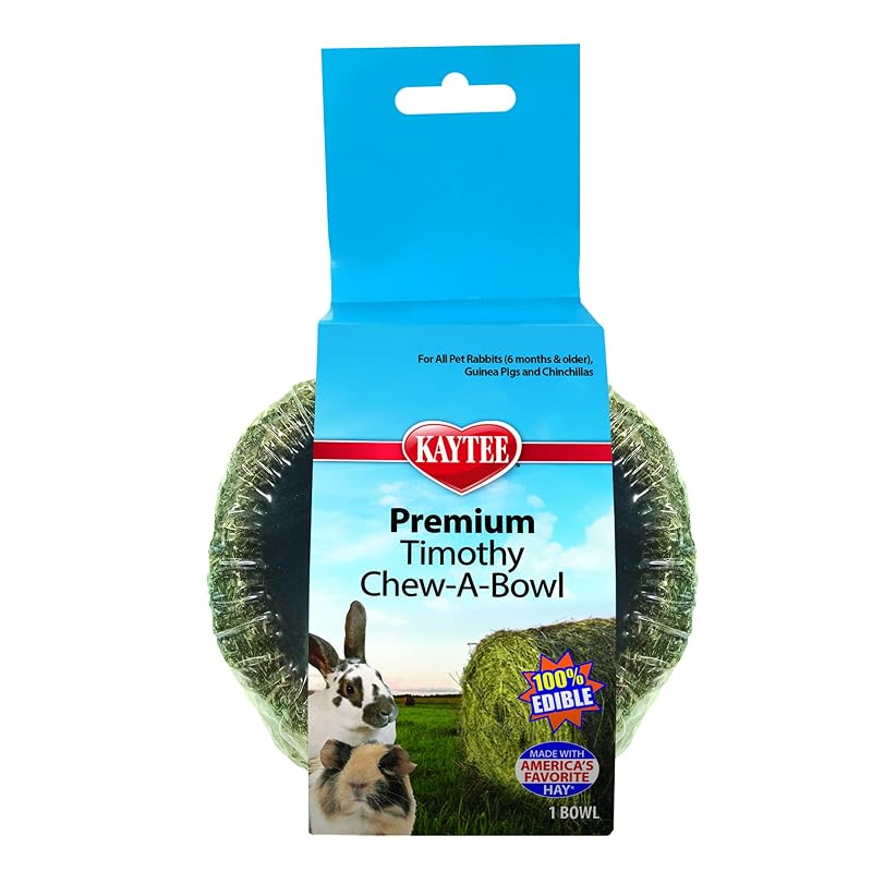 Petisco mastigável em formato de tigela para coelhos e porquinhos-da-índia Kaytee Premium Timothy Hay, 220 g