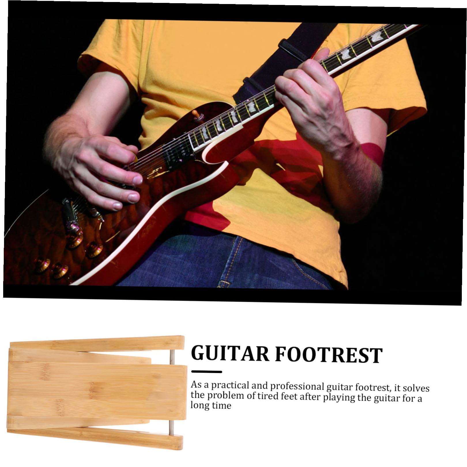 PRETYZOOM Verstellbarer Gitarren Fußhocker Höhenverstellbare Fußstütze mit Stabiler Anwendung für Akustik und Klassische Gitarre Tragbarer Gitarrenfußstuhl in Beige