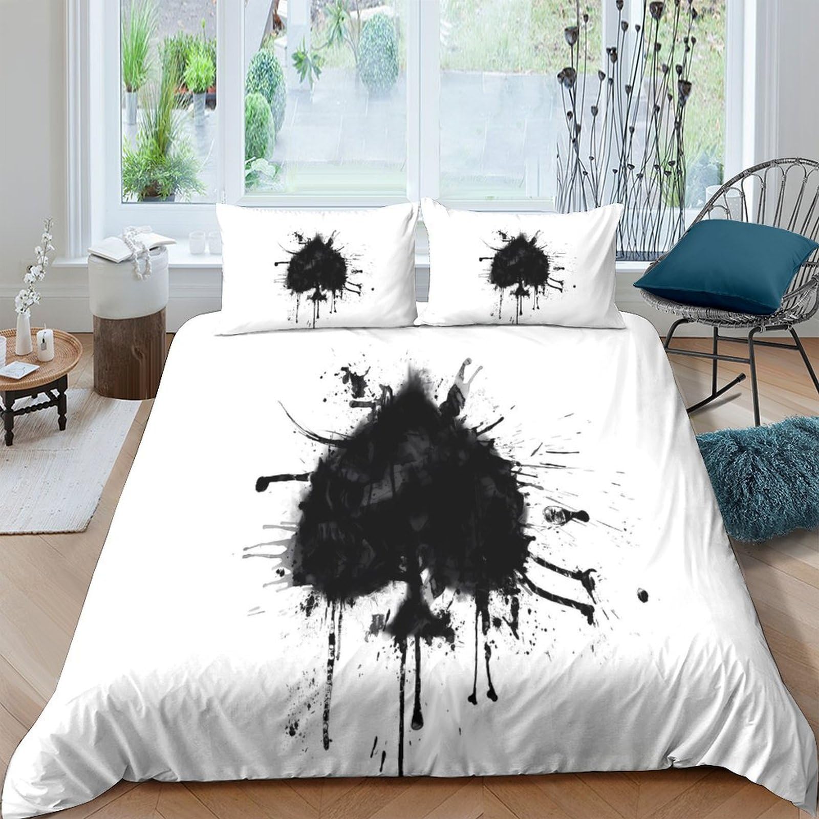 Ctjqhvkz Style-1 3D Printed Black Ink Splash Fitted Sheet Microfiber Artistic Bed Cover For Bedroom Dorm Mattress Protection Decor Single（135X200cm）