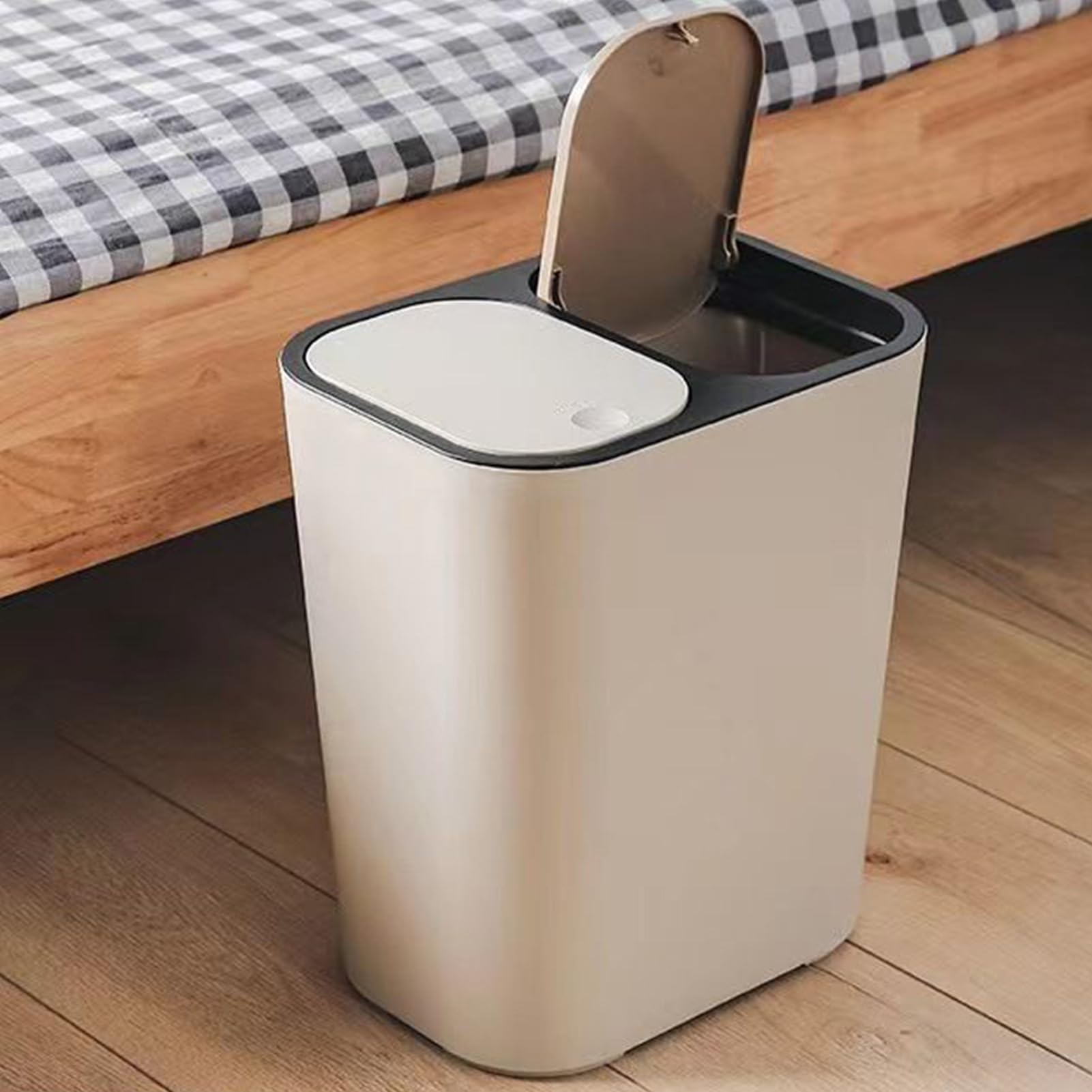 Cestino Doppio - Cestino Per Rifiuti Con Riciclo Combinato,Secchio Rifiuti 18L Coperchi a Pressione per Cucina Bagno Esterno Giardino Lavanderia Sala Pranzo