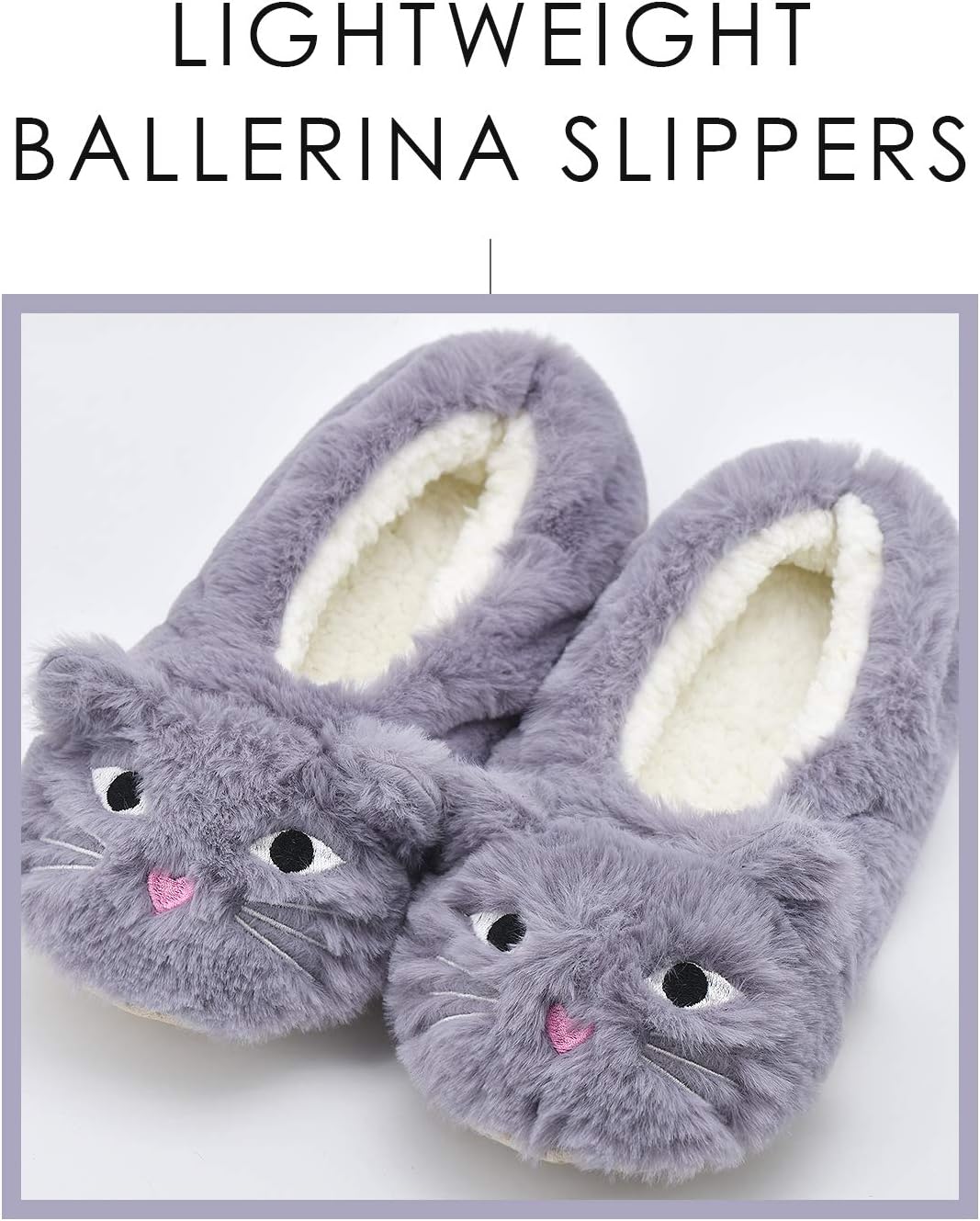 DICUIRD Womens Slipper Socks Low Cut Comfy&Warm Animal Non-skid Bedroom Slippers - Image 5