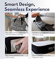 Vista 7 de King Koil Colchón de aire acolchado suave con pillow top tamaño completo con bomba integrada para el hogar, campamento e invitados, cama de aire