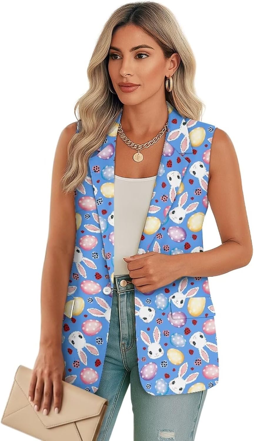 Waistcoat Vest for Women Lightweight Open Front Vests for Party Casual Lightweight Washable Blazers with Pockets