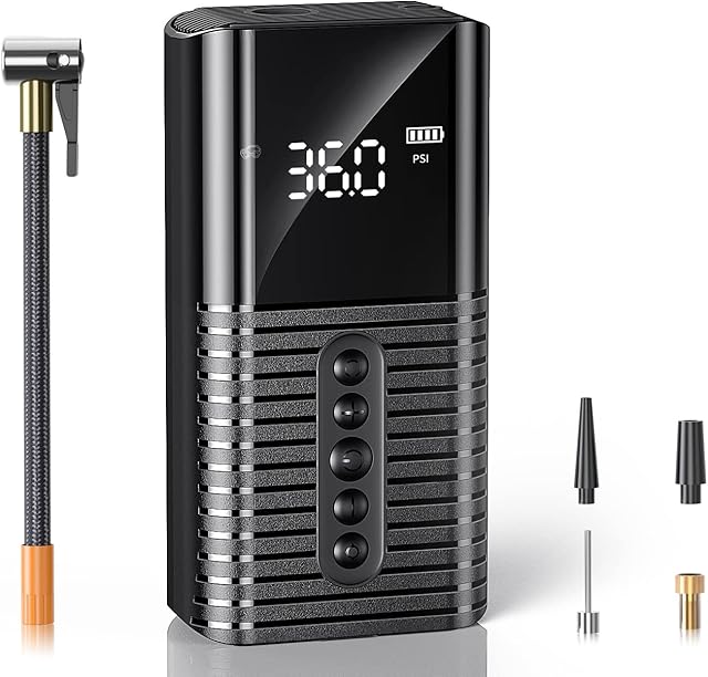 IEVICRE Tire Inflator Portable Air Compressor, Max 150 PSI Electric Air Pump with Auto-Stop Design, Smart Air Pump with 6000mAh Battery and LED Light, Cordless Tire Pump for Car Bike Motorcycle Balls