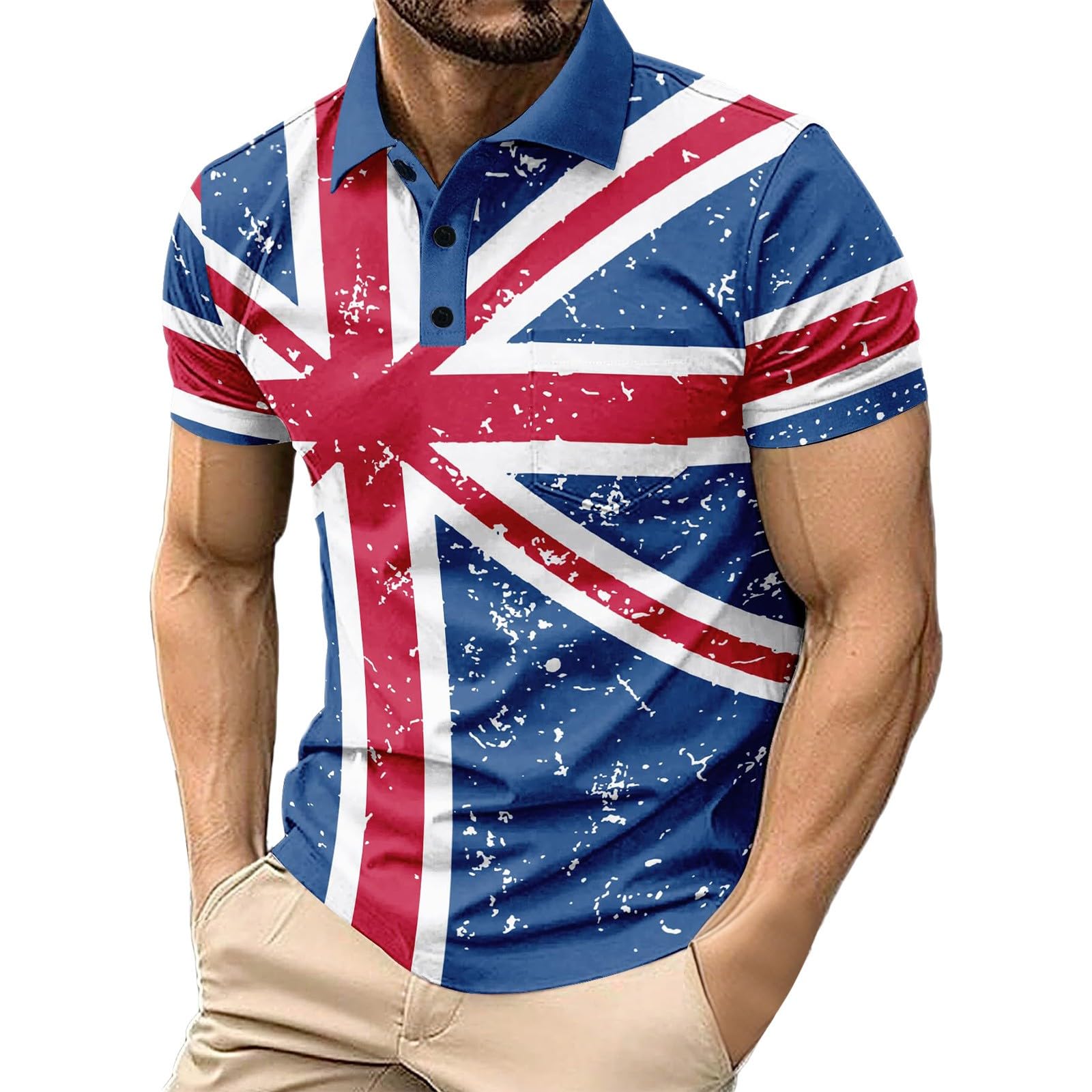 Men's Union Jack Polo Shirts 2026 England National Day Golf Shirt Great British Bunting Flags Golf Tops Casual Short Sleeve Poloshirts Festival Tee Top