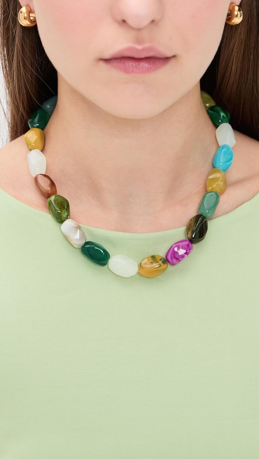 ADINA EDEN Women's Gold Chain & Multicolor Bead Necklace - Image 3
