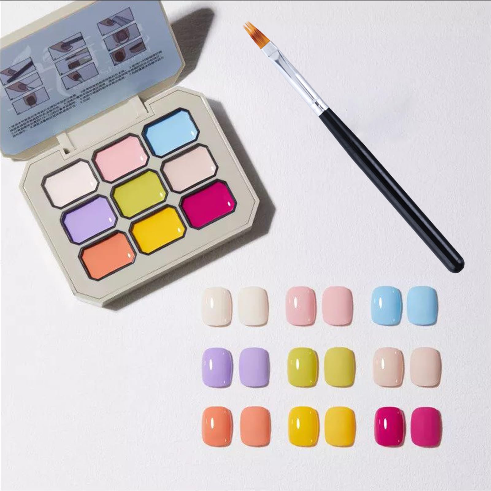 Colorful Nail Polish Set, Nine-Square Grid Solid Gel Glue, Summer Gel Nail Polish Colors For Girls (A2)