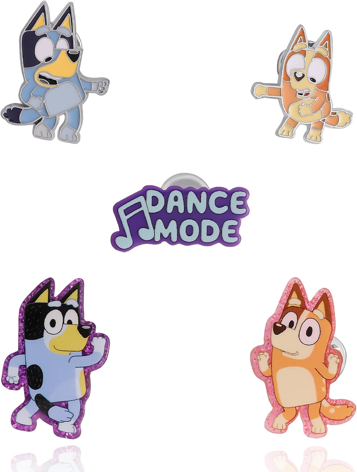 Bluey Pins "Dance Mode" 5 Pack Official License, Pin Set for Backpacks, Bags, Jackets