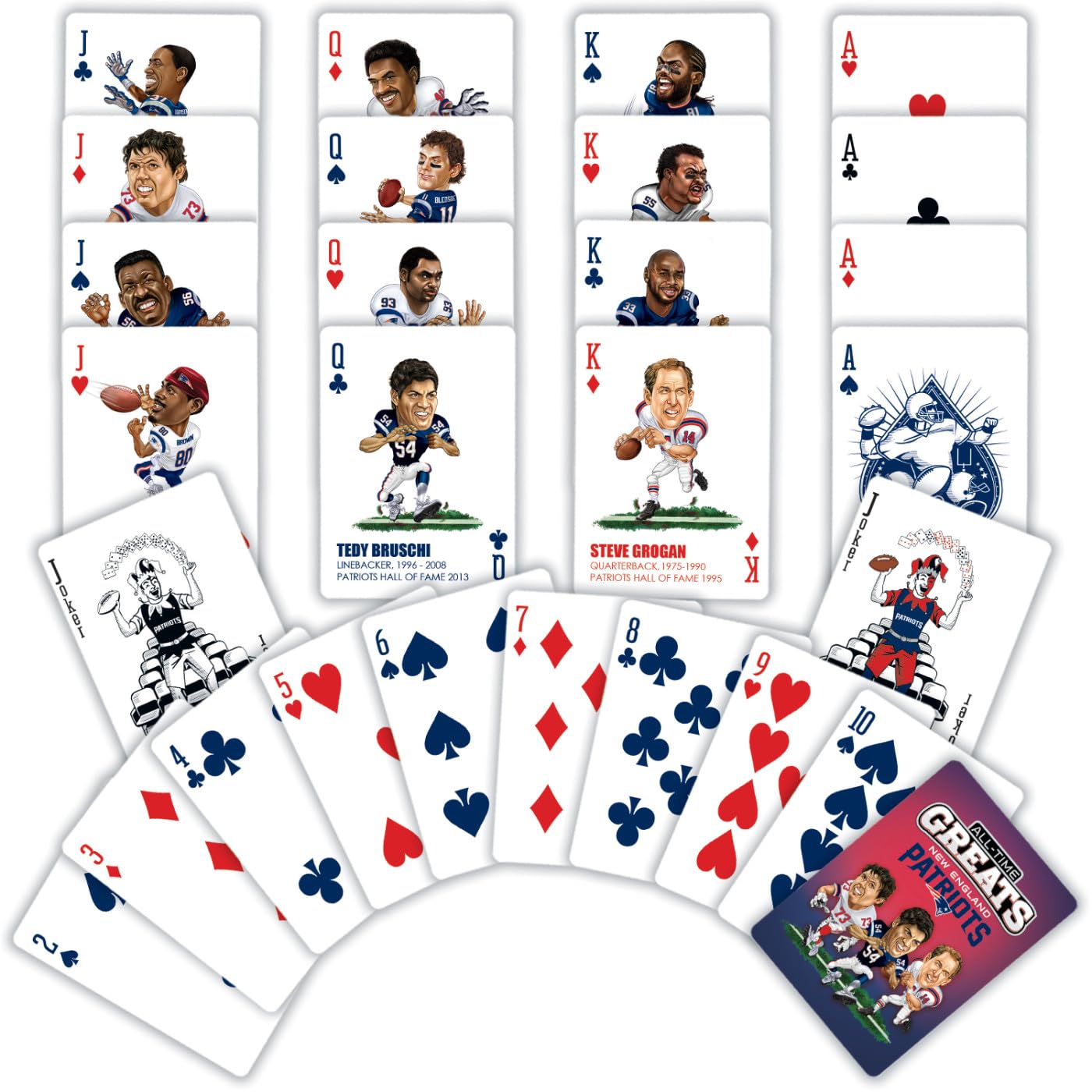 MasterPieces Officially Licensed NFL New England Patriots All-Time Greats Playing Cards - 54 Card Deck