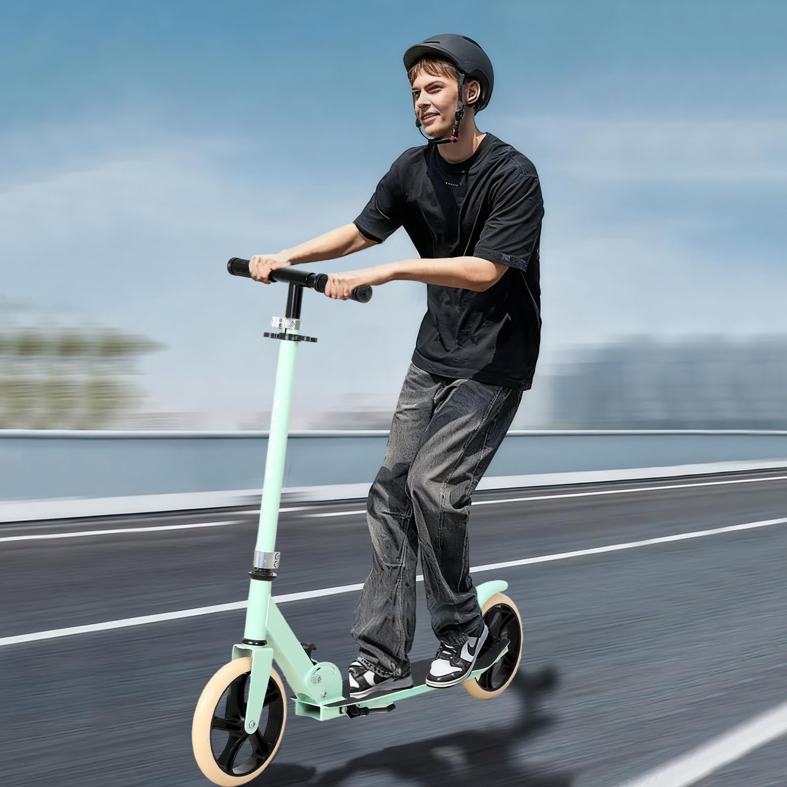 NOVONOVA Patinete Scooter Plegable, Patinetes para niños y niñas, 9-14 años con Manillar Ajustable 88-98.5cm, Patinete con 2 Ruedas Grandes 200mm y Freno Posterior, Máx. 100kg — view 9
