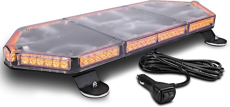LAMPHUS NanoFlare 26 Inch 80W Amber LED Strobe Light Bar For Truck Vehicle | Emergency Mini Light Bar, SAE Class 1 Magnet / Permanent Mount Rooftop Flashing Warning Beacon Light, Service Tow Work Truck