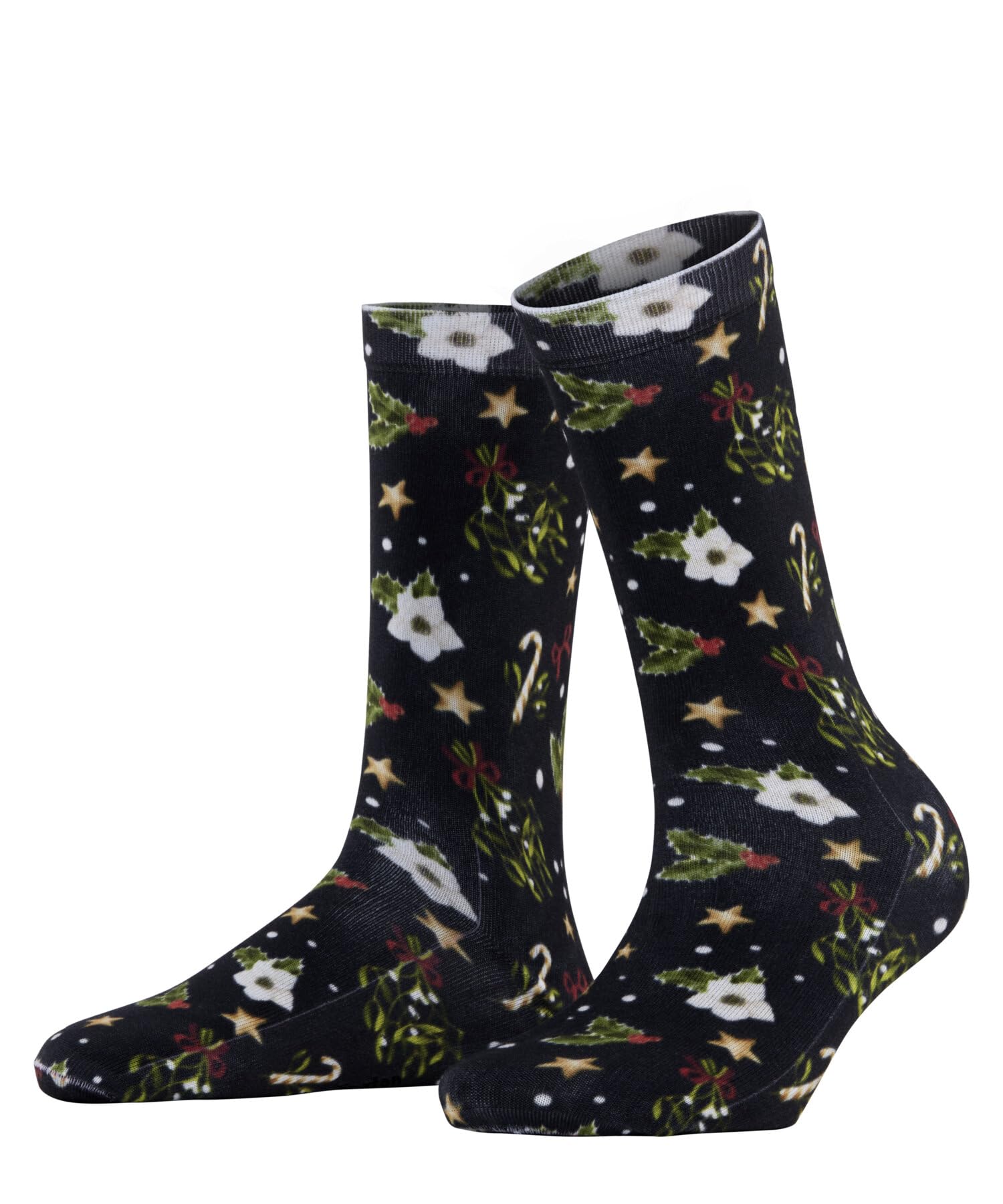 Burlington Women's Fancy Christmas W So Cotton Patterned Socks 1 Pair, Blue Marine 6120, 3.5-7