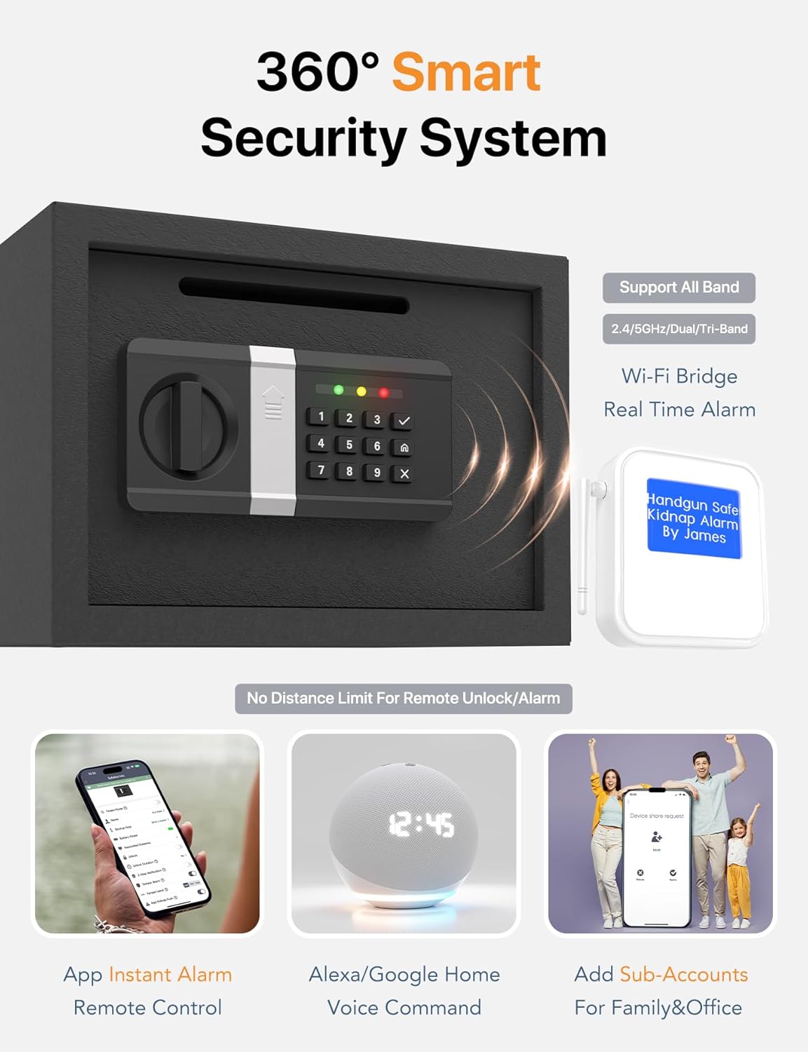 SAFEFORFEND スマートホームセーフ|アプリコントロール/アラートWiFiセーフボックス|誘拐アラーム、不正開封