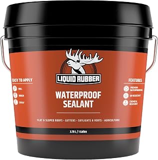 Liquid Rubber Waterproof Sealant - Multi-Surface Leak Repair Indoor and Outdoor Coating, Water-Based, Easy to Apply, Original Black, 1 Gallon