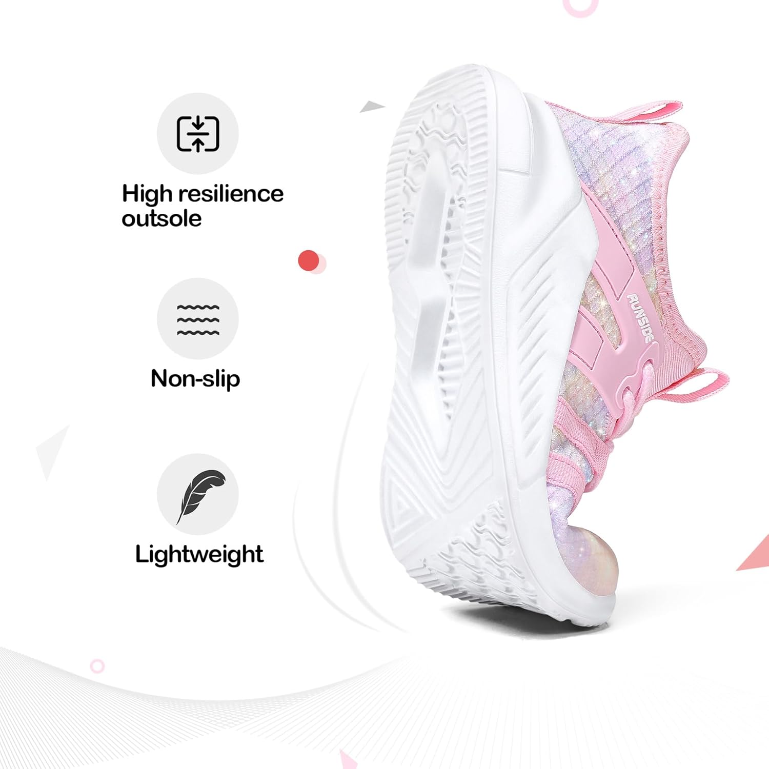 RUNSIDE Girls Tennis Shoes Lightweight Sports Kids Sneakers Lace-up for Running/Walking, Toddler/Little Kid/Big Kid - Image 4