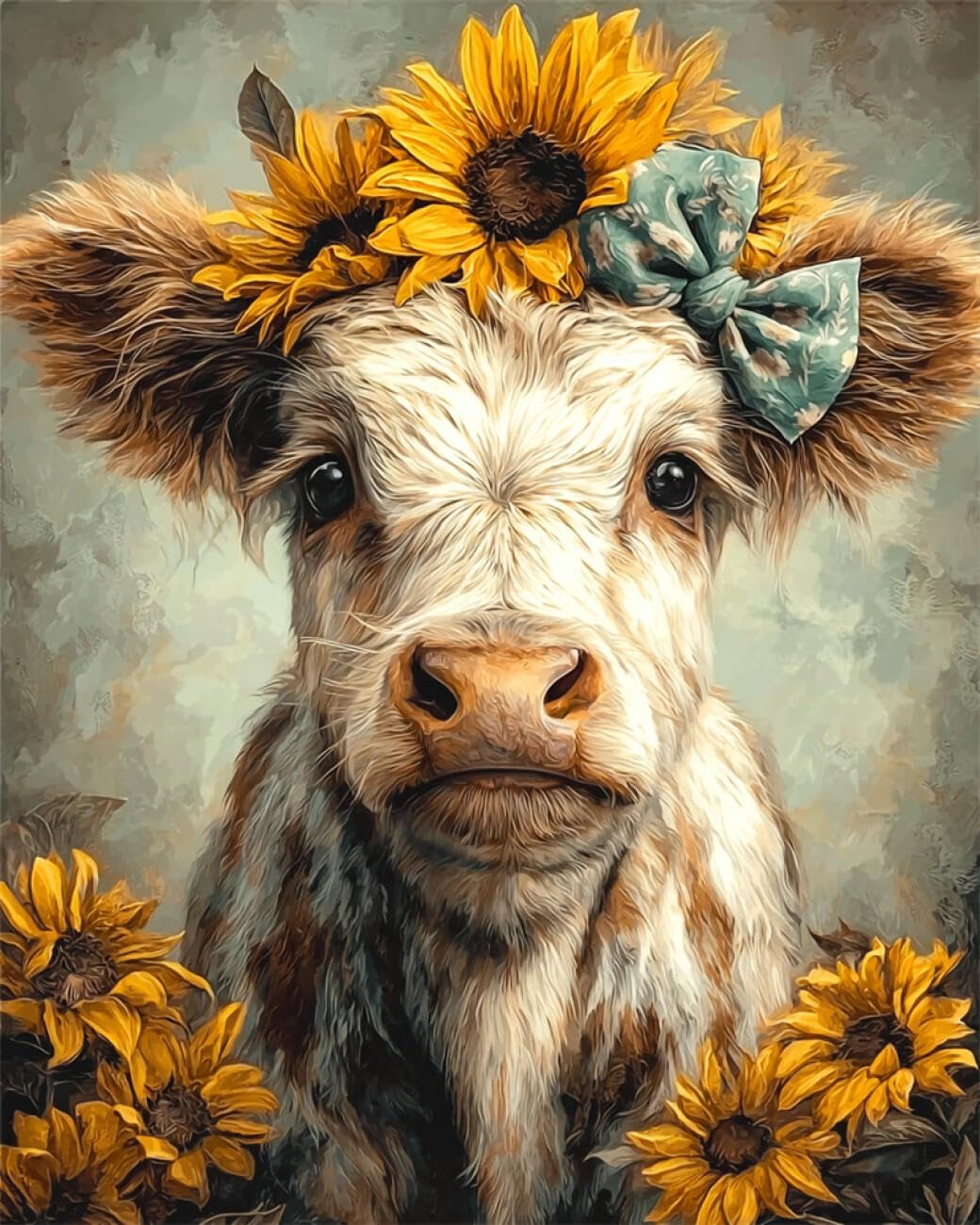 RKFLGEW DIY Embroidery Beads Set Fantasy Cow 50x70cm